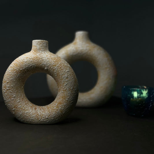 Donut Vase in Yellow Textured Form