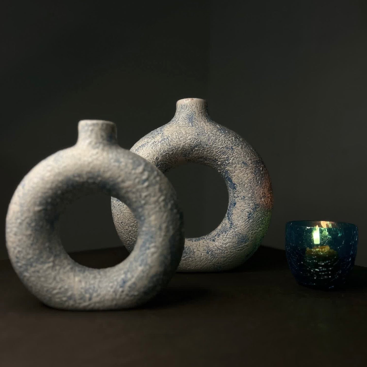 Donut Vase in Blue Textured Form