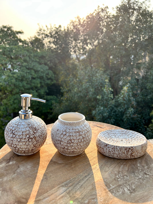 Textured in Brown Bathroom Set