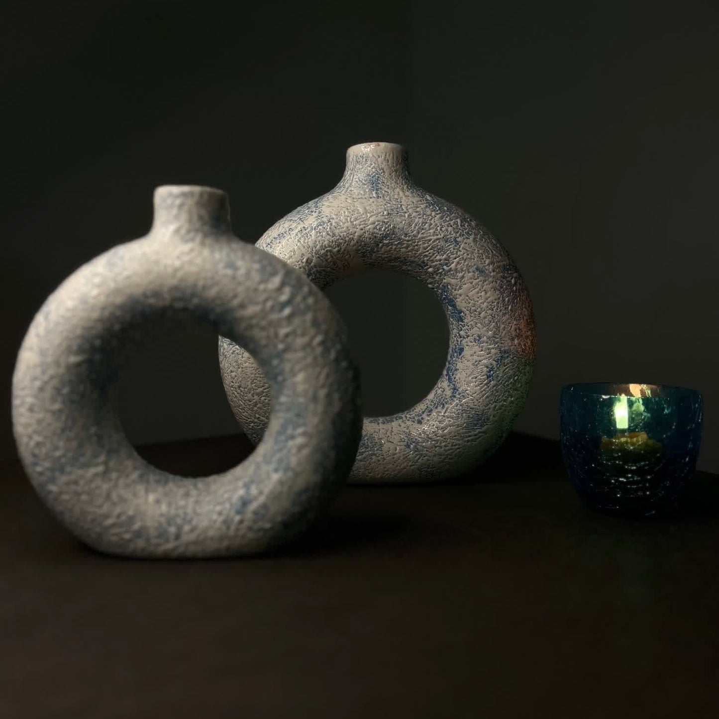 Donut Vase in Blue Textured Form