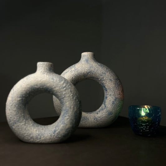 Donut Vase in Blue Textured Form